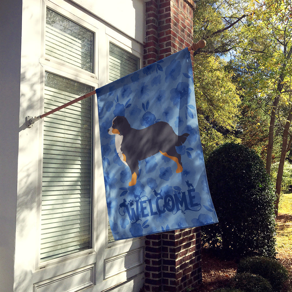 Bernese Mountain Dog Welcome House Flag 28x40 Porch Sleeve Pole Decorative Outside Yard Banner Artwork Wall Hanging, Polyester