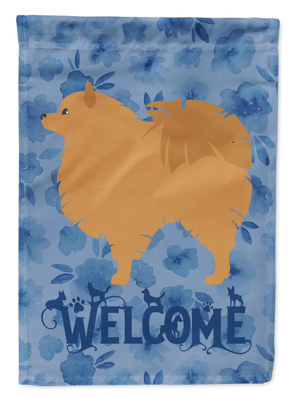Pomeranian Welcome Garden Flag Mailbox Decorative Yard Banner Outside Patio Artwork for Flower Beds, Garden Size, Multicolor
