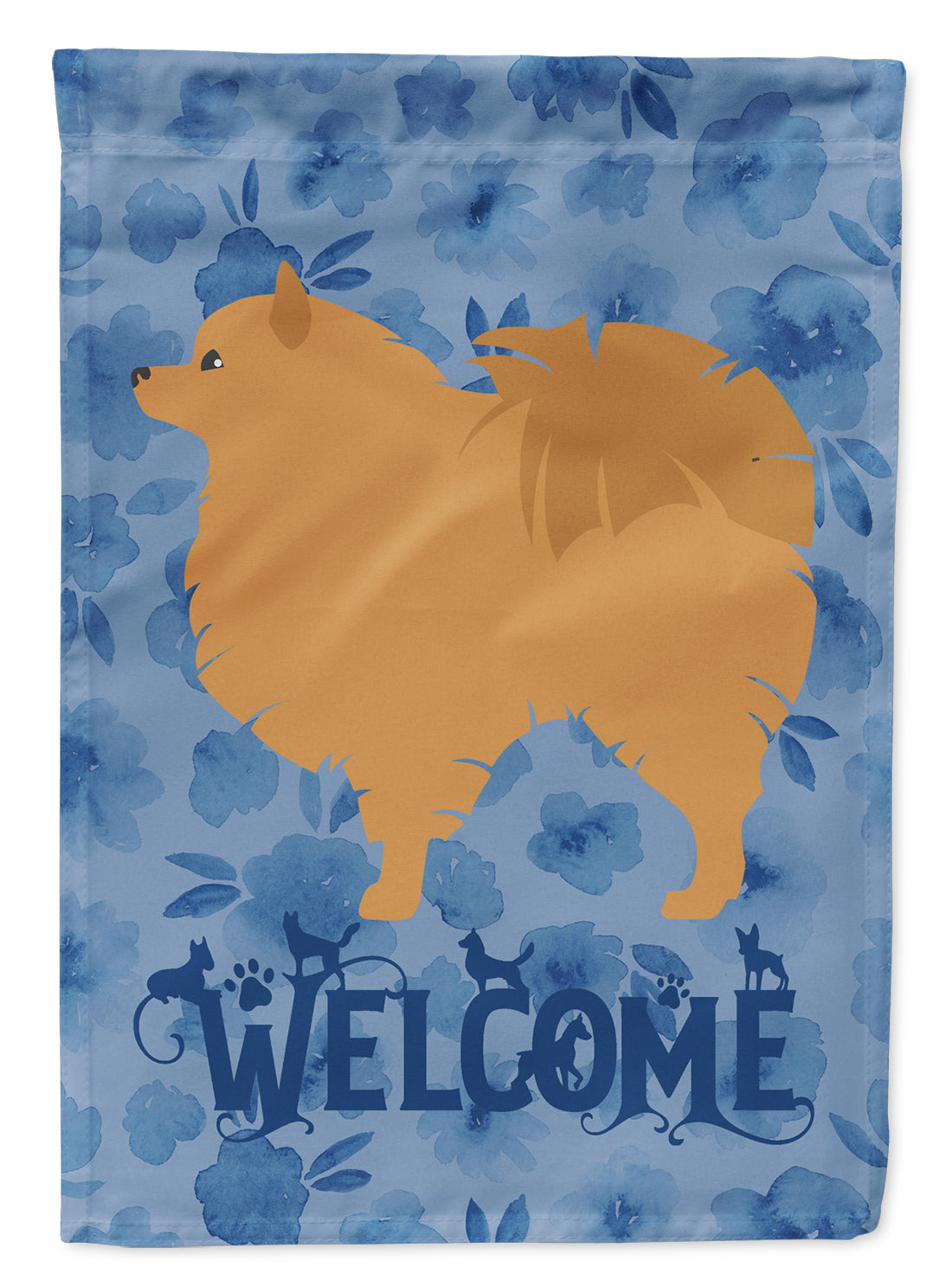 Pomeranian Welcome Garden Flag Mailbox Decorative Yard Banner Outside Patio Artwork for Flower Beds, Garden Size, Multicolor
