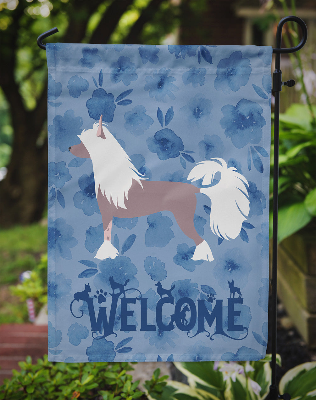 Chinese Crested Welcome Garden Flag Mailbox Decorative Yard Banner Outside Patio Artwork for Flower Beds, Garden Size, Multicolor