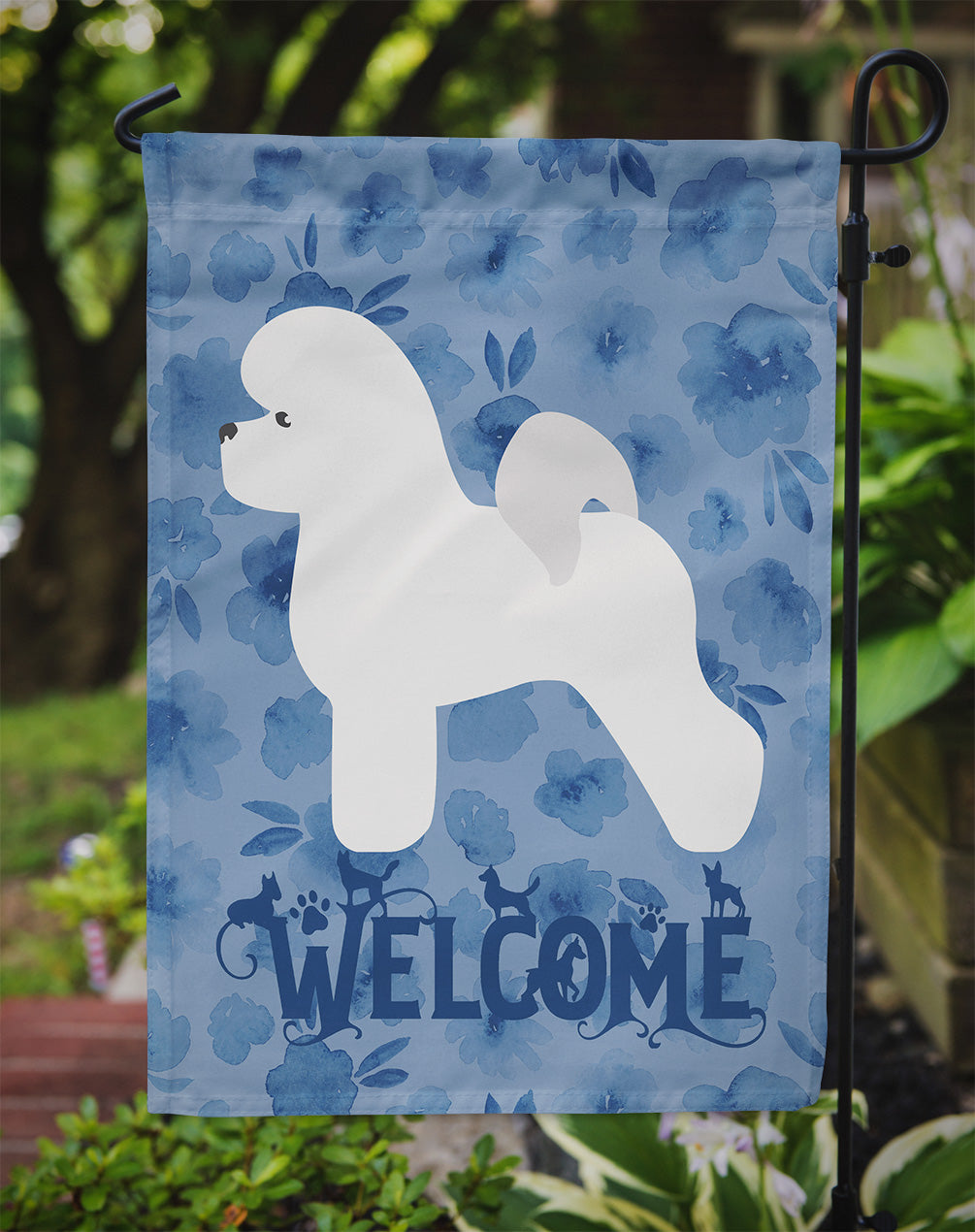 Bichon Frise Welcome Garden Flag Mailbox Decorative Yard Banner Outside Patio Artwork for Flower Beds, Garden Size, Multicolor