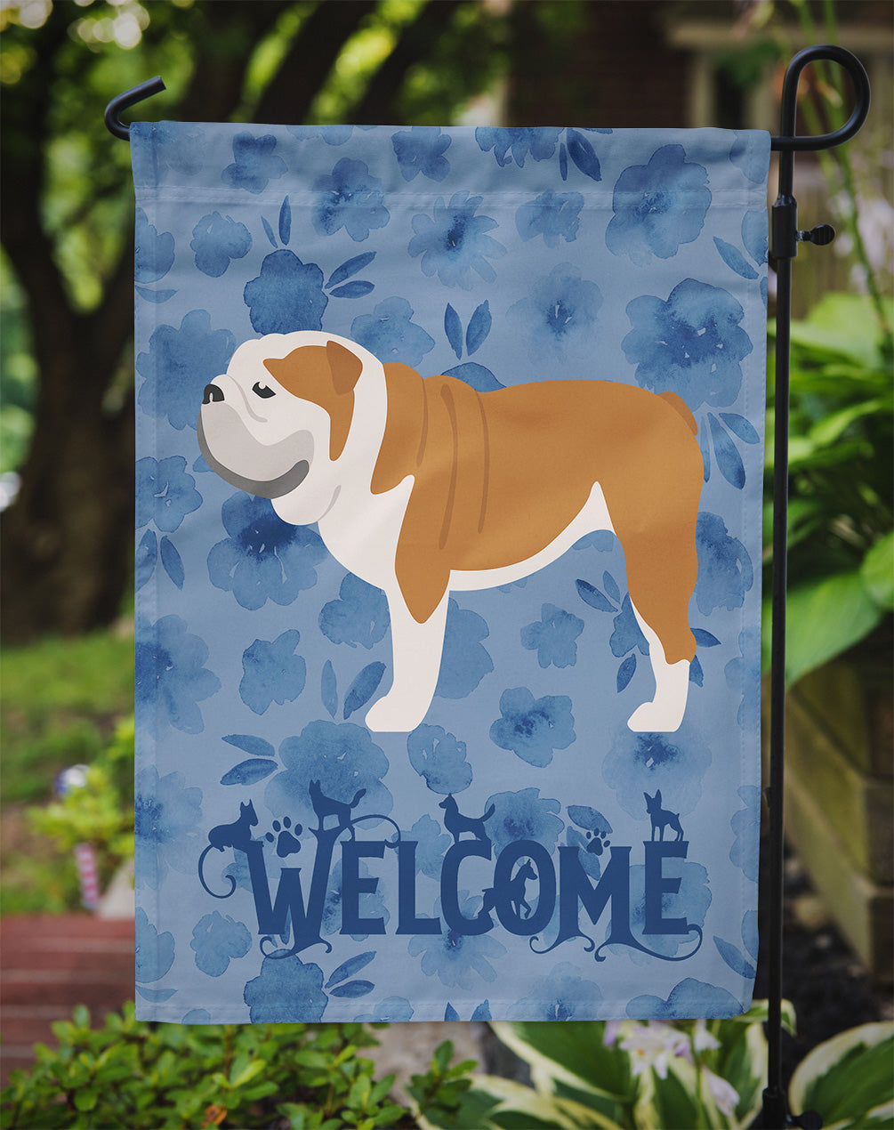 English Bulldog Welcome Garden Flag Mailbox Decorative Yard Banner Outside Patio Artwork for Flower Beds, Garden Size, Multicolor