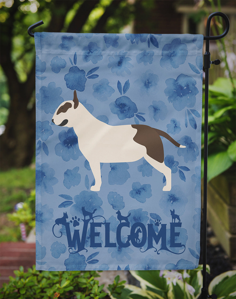Bull Terrier Welcome Garden Flag Mailbox Decorative Yard Banner Outside Patio Artwork for Flower Beds, Garden Size, Multicolor