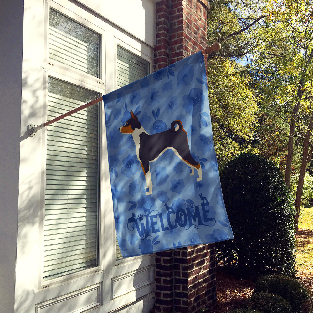 Basenji Welcome House Flag 28x40 Porch Sleeve Pole Decorative Outside Yard Banner Artwork Wall Hanging, Polyester