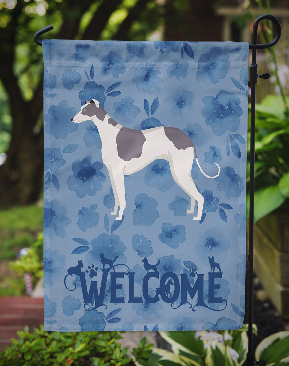 Greyhound Welcome Garden Flag Mailbox Decorative Yard Banner Outside Patio Artwork for Flower Beds, Garden Size, Multicolor