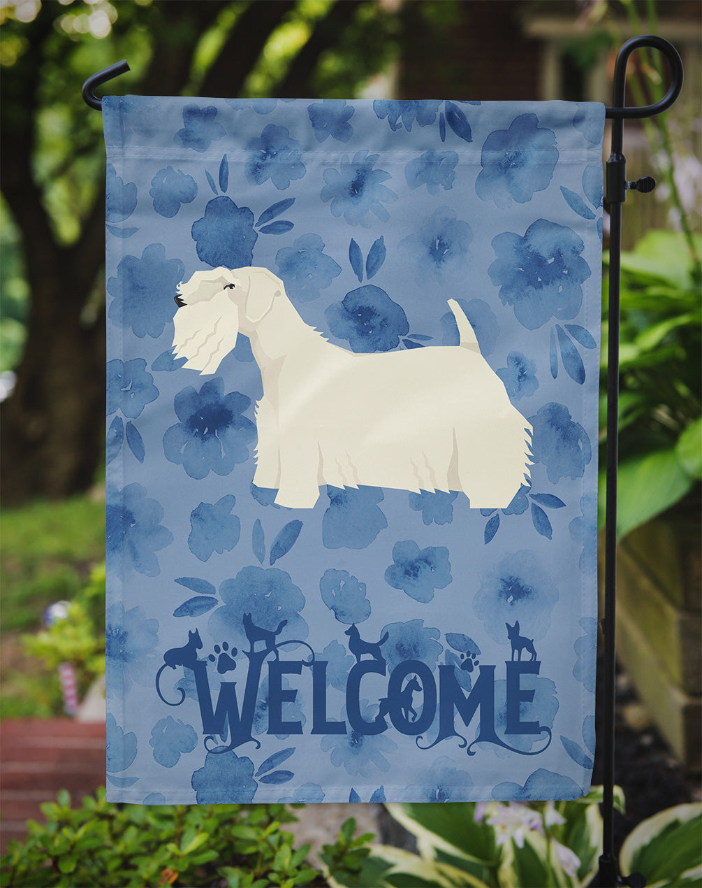 Sealyham Terrier Welcome Garden Flag Mailbox Decorative Yard Banner Outside Patio Artwork for Flower Beds, Garden Size, Multicolor