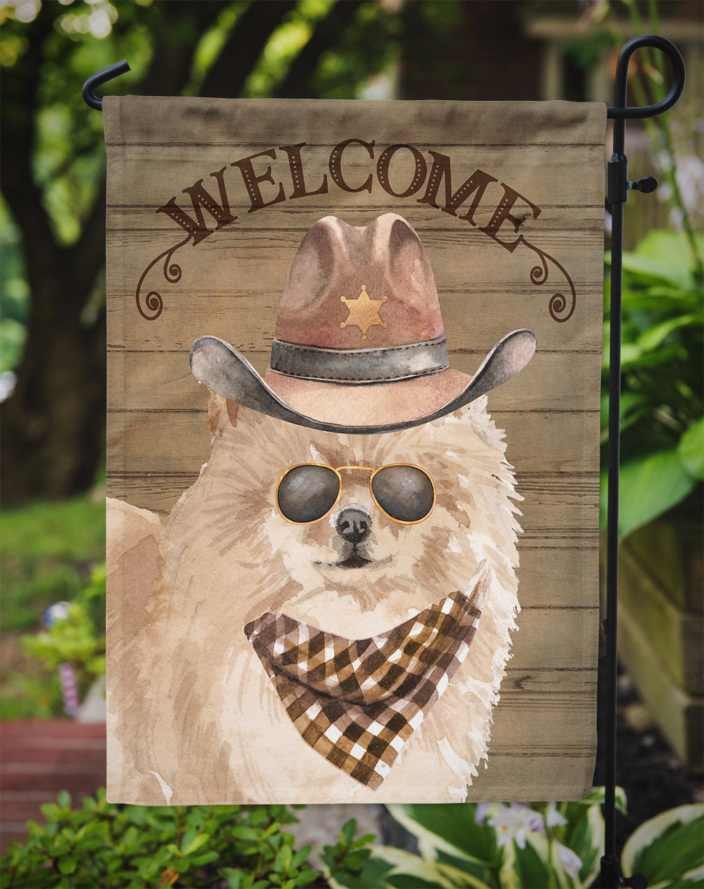 Pomeranian #2 Country Dog Garden Flag Mailbox Decorative Yard Banner Outside Patio Artwork for Flower Beds, Garden Size, Multicolor