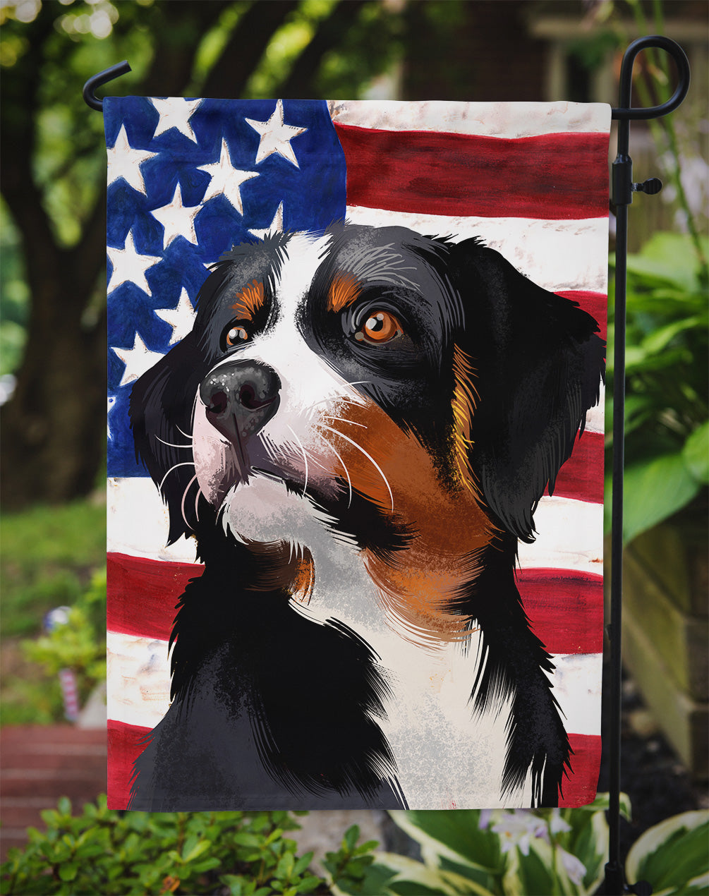 Appenzeller Sennenhund American Flag Garden Flag Mailbox Decorative Yard Banner Outside Patio Artwork for Flower Beds, Garden Size, Multicolor