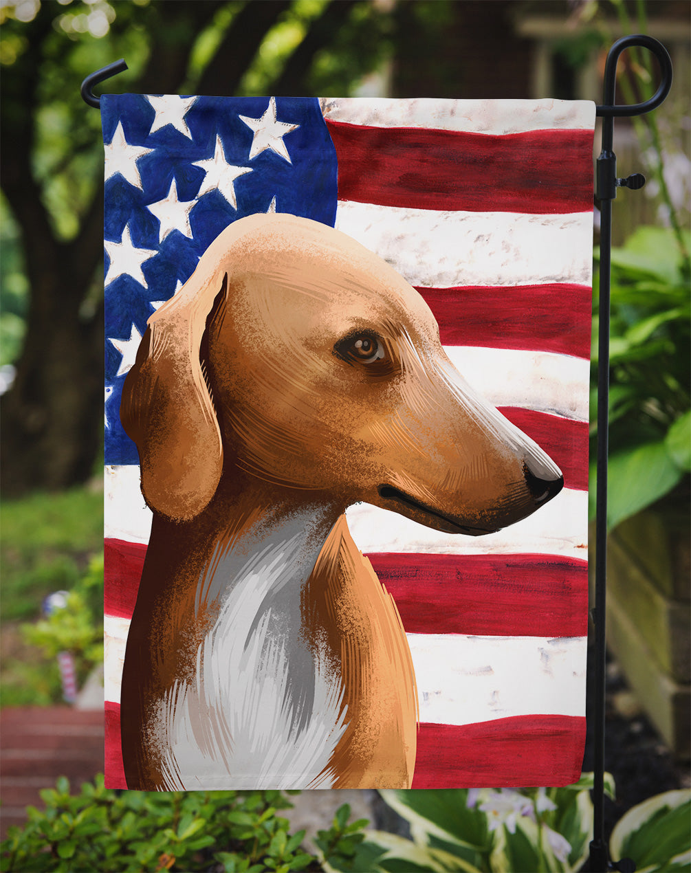 Azawakh Hound American Flag Garden Flag Mailbox Decorative Yard Banner Outside Patio Artwork for Flower Beds, Garden Size, Multicolor