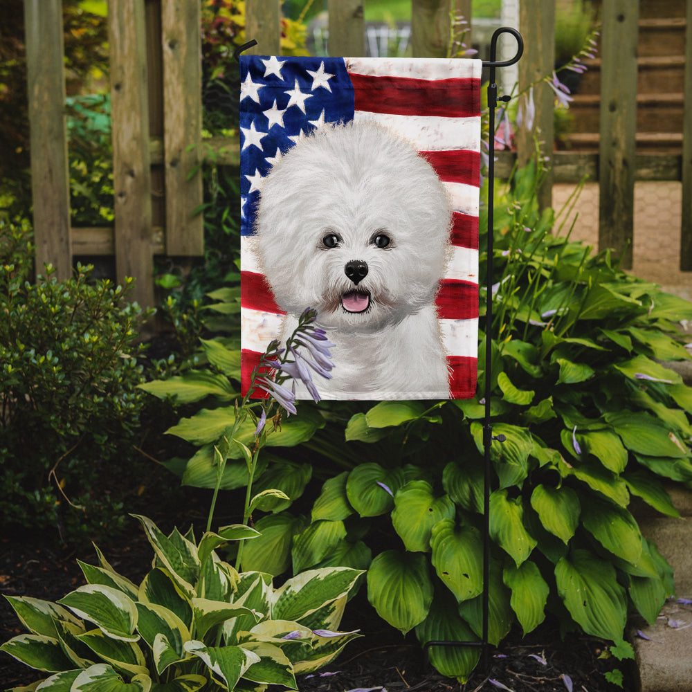 Bichon Frise American Flag Garden Flag Mailbox Decorative Yard Banner Outside Patio Artwork for Flower Beds, Garden Size, Multicolor