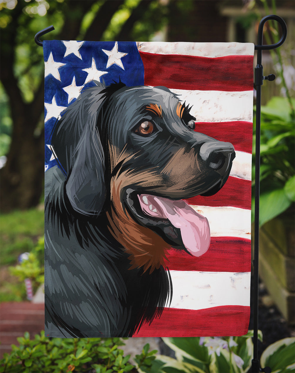 Polish Hunting Dog American Flag Garden Flag Mailbox Decorative Yard Banner Outside Patio Artwork for Flower Beds, Garden Size, Multicolor