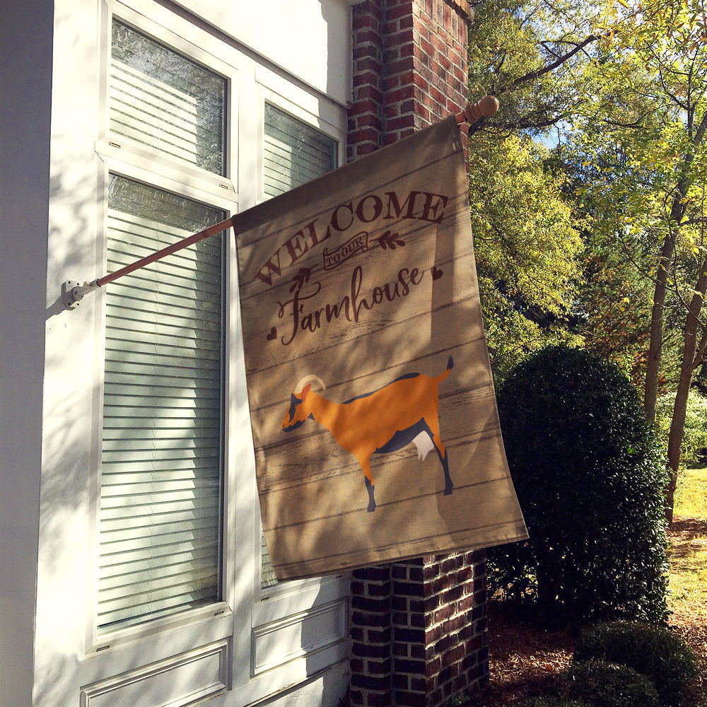 Oberhasli Goat Welcome House Flag 28x40 Porch Sleeve Pole Decorative Outside Yard Banner Artwork Wall Hanging, Polyester