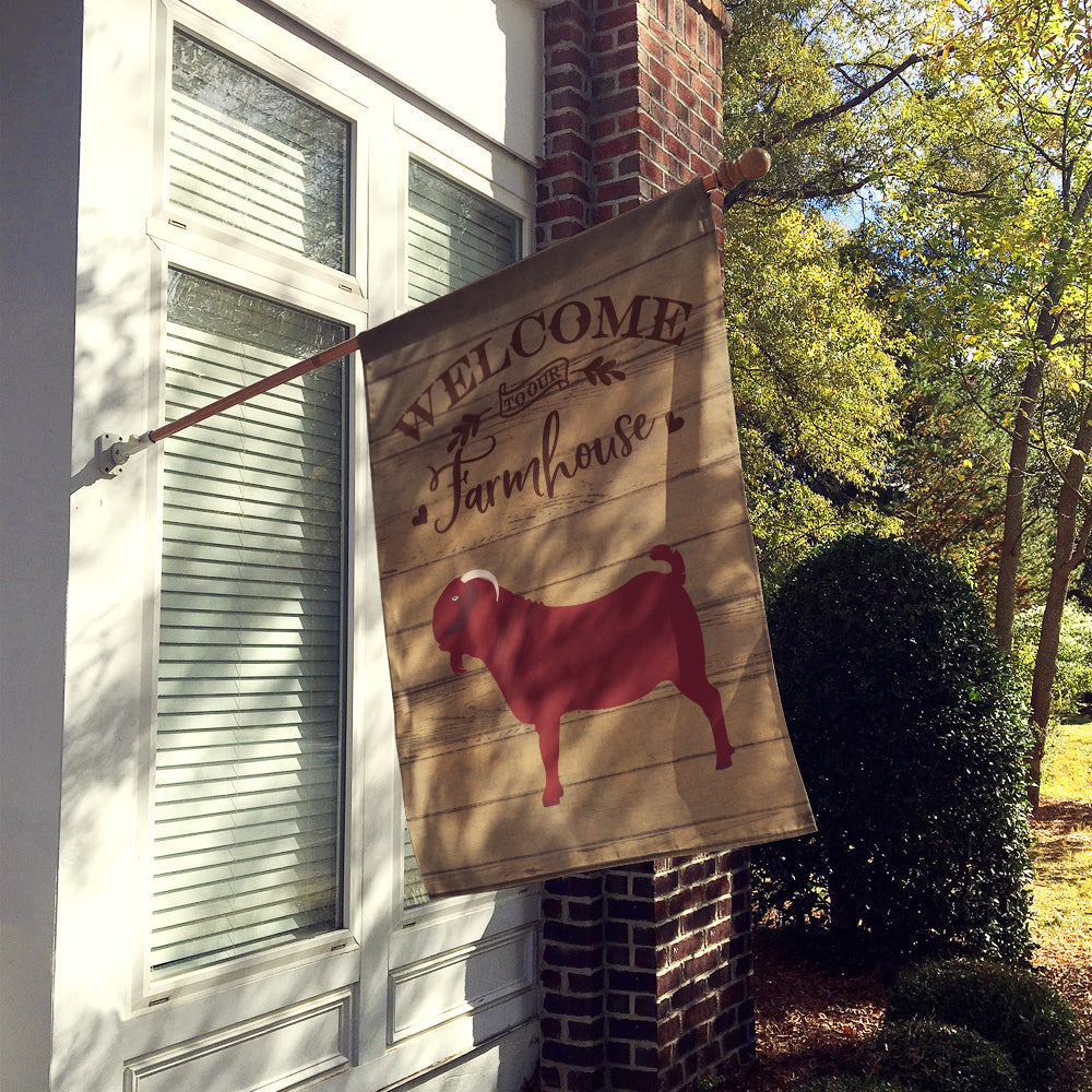 Kalahari Red Goat Welcome House Flag 28x40 Porch Sleeve Pole Decorative Outside Yard Banner Artwork Wall Hanging, Polyester