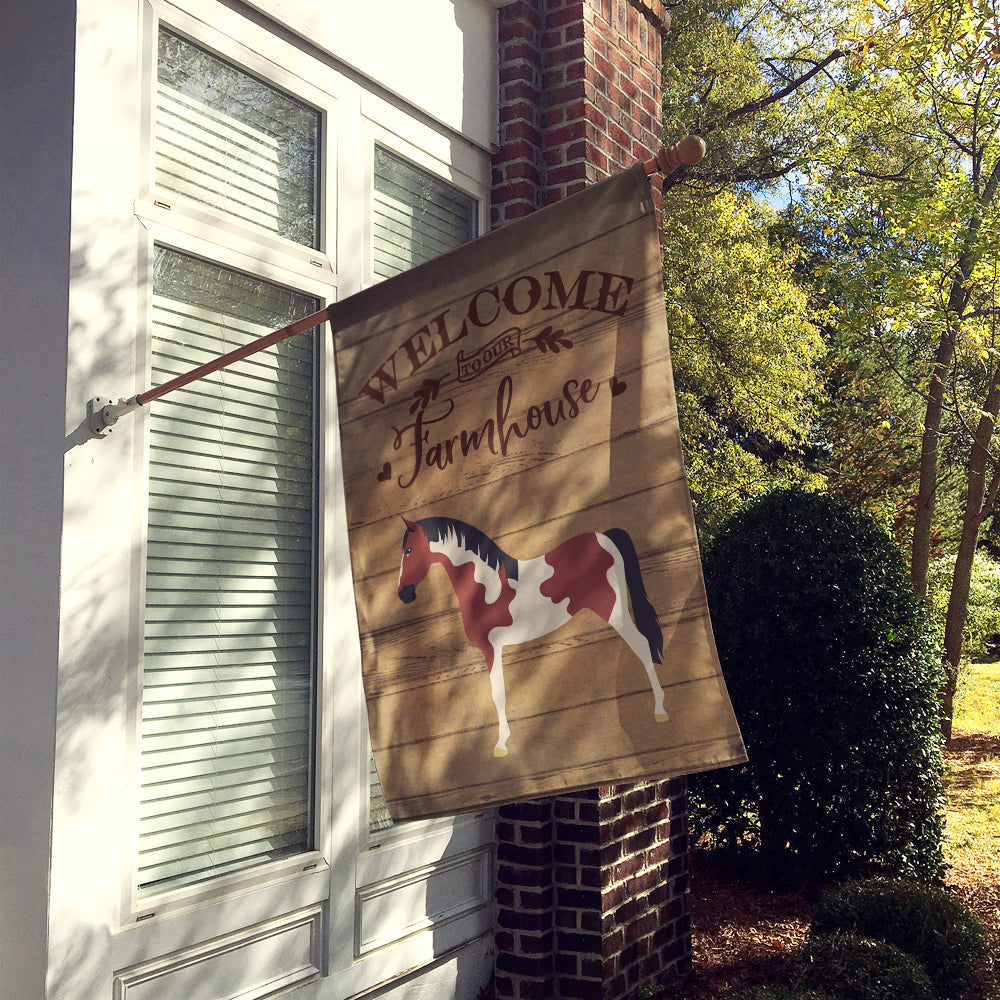 Pinto Horse Welcome House Flag 28x40 Porch Sleeve Pole Decorative Outside Yard Banner Artwork Wall Hanging, Polyester