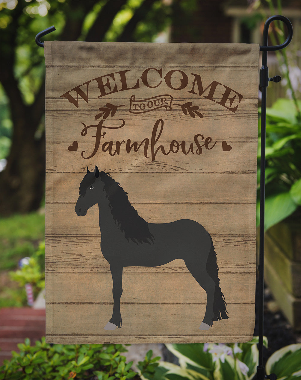 Friesian Horse Welcome Garden Flag Mailbox Decorative Yard Banner Outside Patio Artwork for Flower Beds, Garden Size, Multicolor