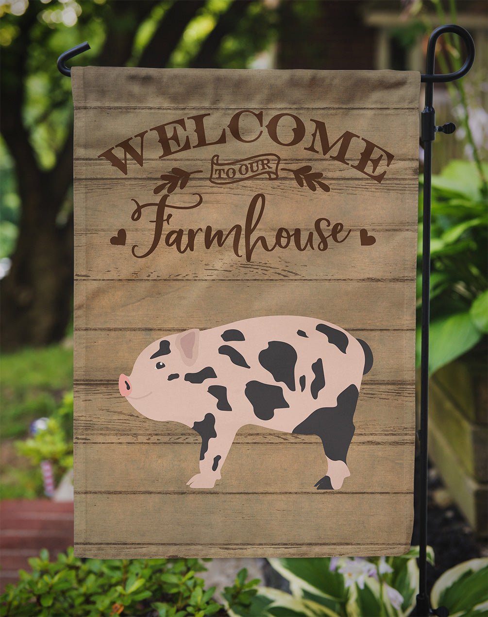 Mini Miniature Pig Welcome Garden Flag Mailbox Decorative Yard Banner Outside Patio Artwork for Flower Beds, Garden Size, Multicolor