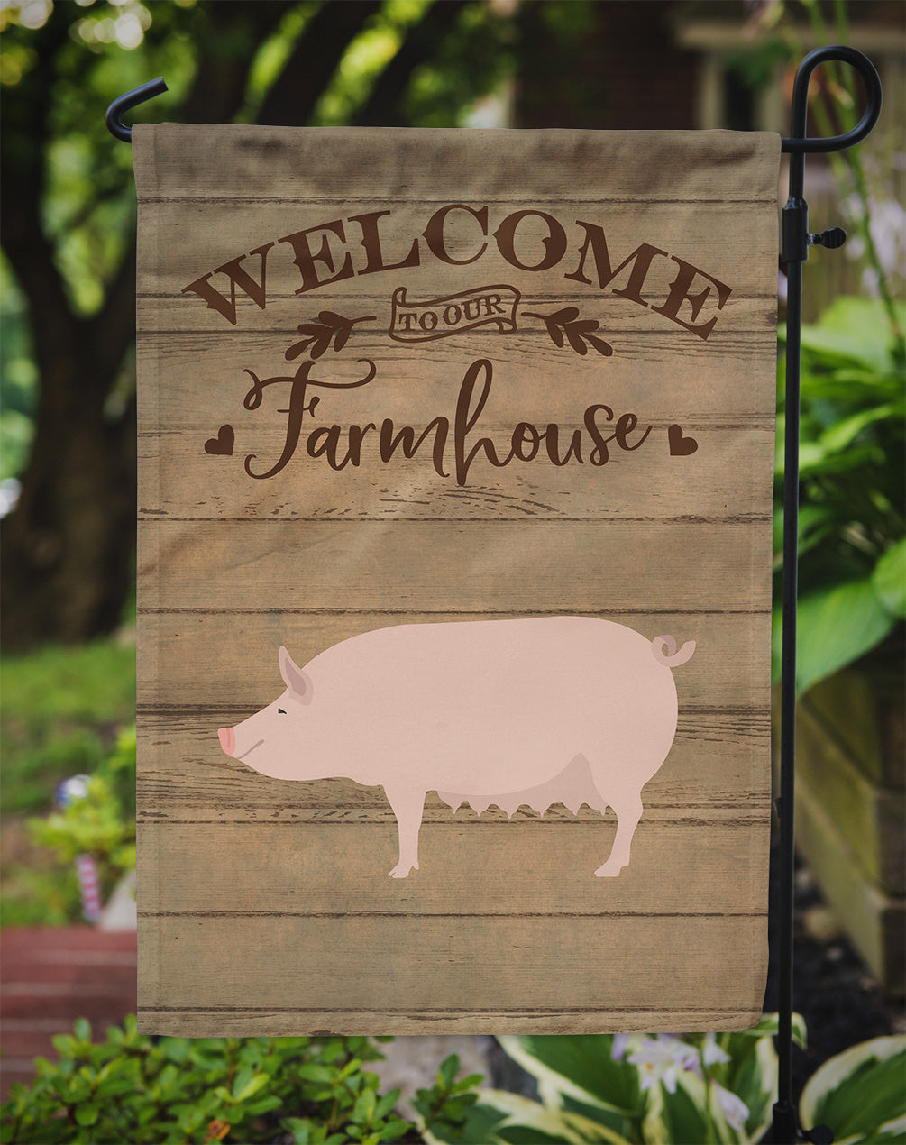 English Large White Pig Welcome Garden Flag Mailbox Decorative Yard Banner Outside Patio Artwork for Flower Beds, Garden Size, Multicolor