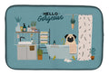 Fawn Pug in Bathtub Dish Drying Mat Absorbent Dish Drying Mat Pad for Kitchen Counter Dish Drainer Mat for Countertop, 14 x 21", Multicolor