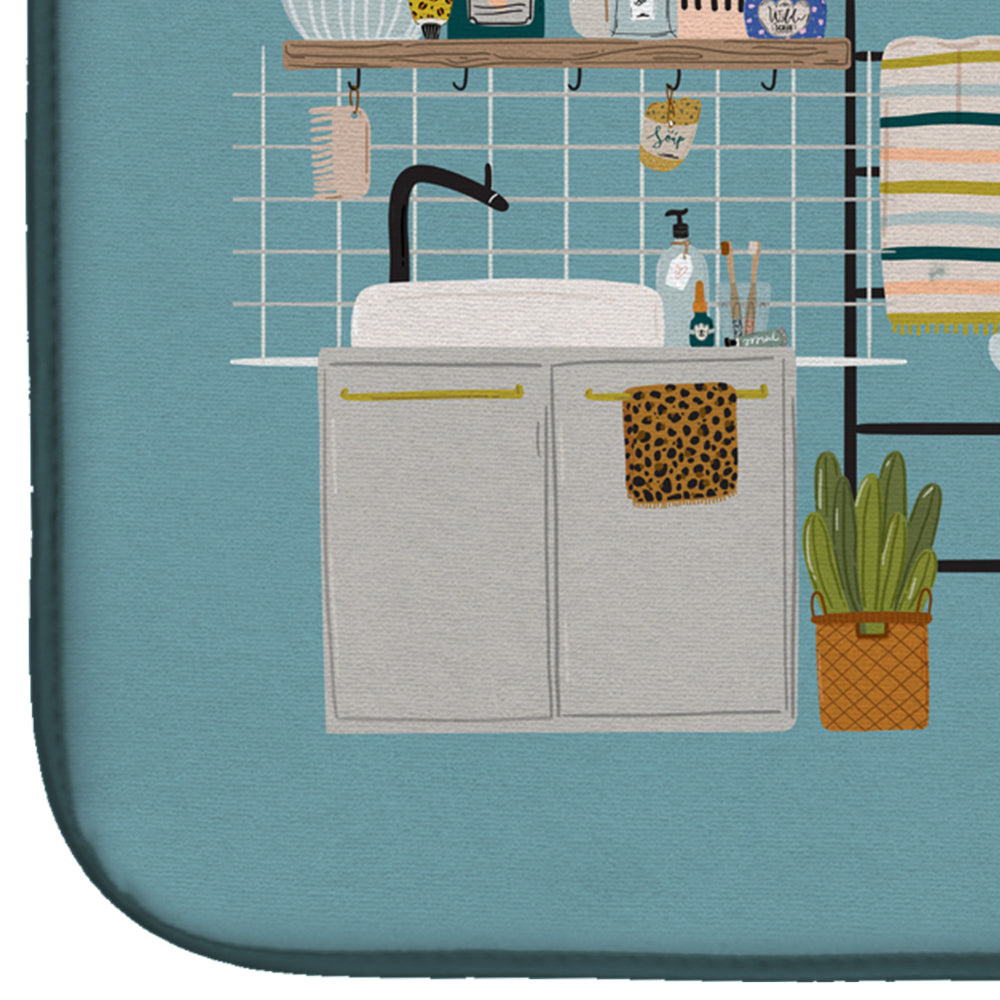 Blue Bedlington Terrier in Bathtub Dish Drying Mat Absorbent Dish Drying Mat Pad for Kitchen Counter Dish Drainer Mat for Countertop, 14 x 21", Multicolor