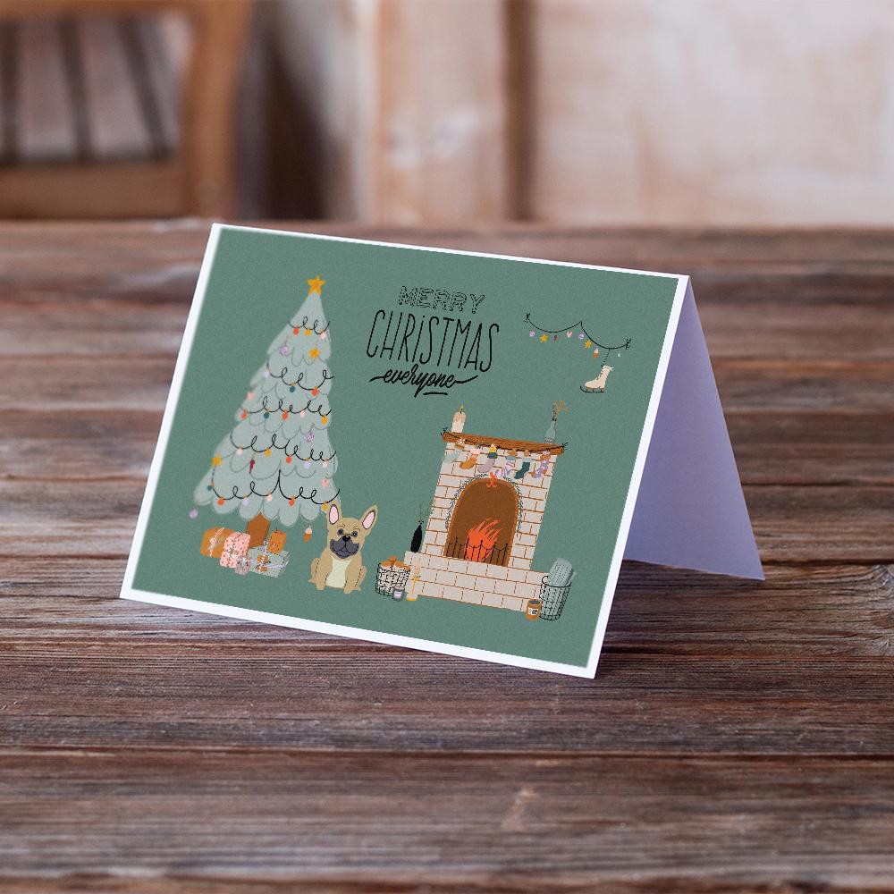Cream French Bulldog Christmas Everyone Greeting Cards Pack of 8 Blank Cards with Envelopes Whimsical A7 Size 5x7