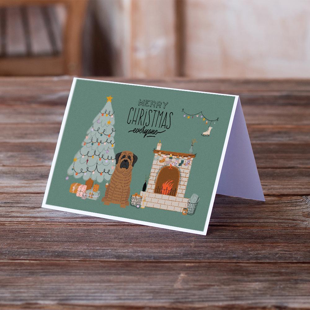 Brindle Mastiff Christmas Everyone Greeting Cards Pack of 8 Blank Cards with Envelopes Whimsical A7 Size 5x7