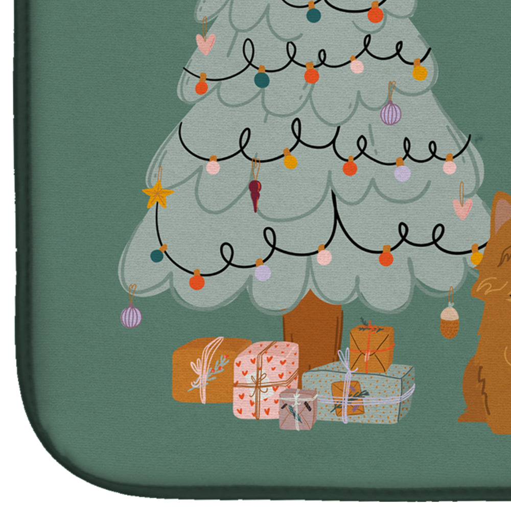 Norwich Terrier Christmas Everyone Dish Drying Mat Absorbent Dish Drying Mat Pad for Kitchen Counter Dish Drainer Mat for Countertop, 14 x 21", Multicolor