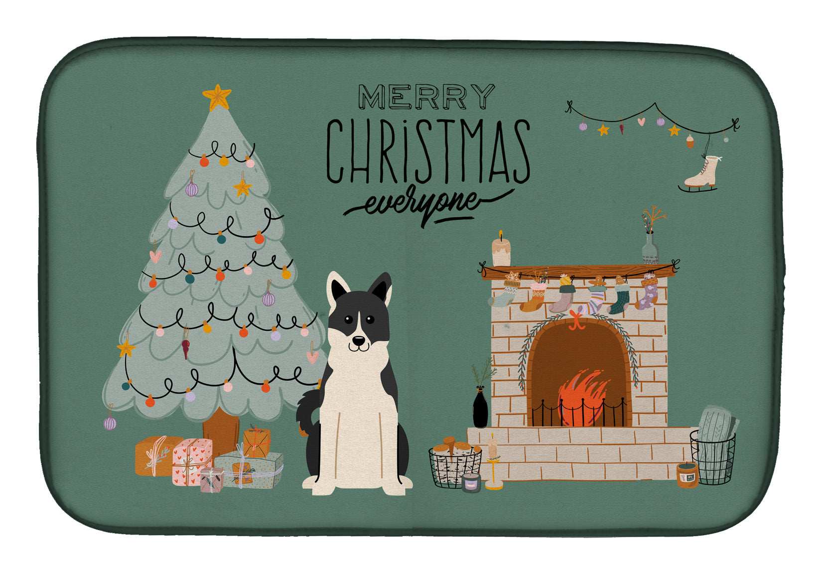 Russo-European Laika Spitz Christmas Everyone Dish Drying Mat Absorbent Dish Drying Mat Pad for Kitchen Counter Dish Drainer Mat for Countertop, 14 x 21", Multicolor
