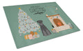 Black Standard Schnauzer Christmas Everyone Cutting Board Tempered Glass Kitchen Cutting Surface, Heat Resistant Chopping, Non-Slip Feet, Food Prep & Serving