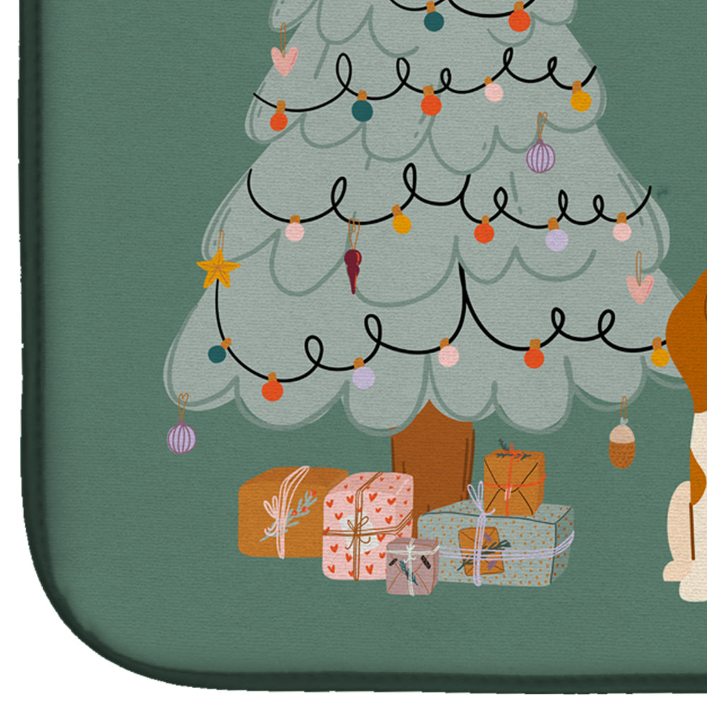 Tricolor Beagle Christmas Everyone Dish Drying Mat Absorbent Dish Drying Mat Pad for Kitchen Counter Dish Drainer Mat for Countertop, 14 x 21", Multicolor