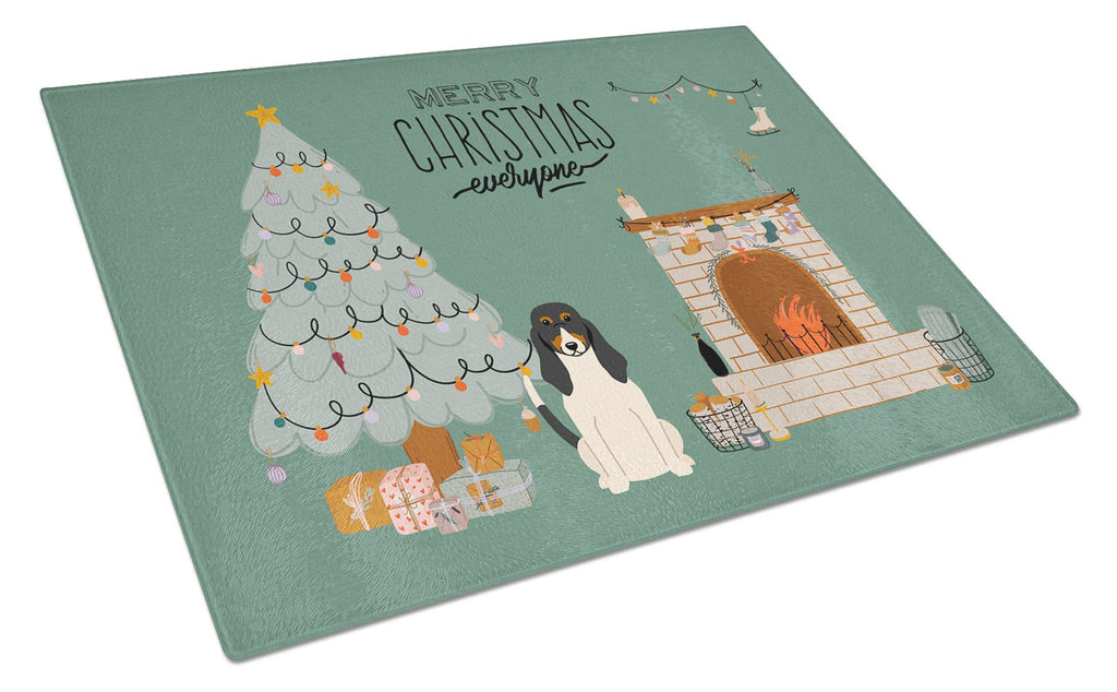 Swiss Hound Christmas Everyone Cutting Board Tempered Glass Kitchen Cutting Surface, Heat Resistant Chopping, Non-Slip Feet, Food Prep & Serving