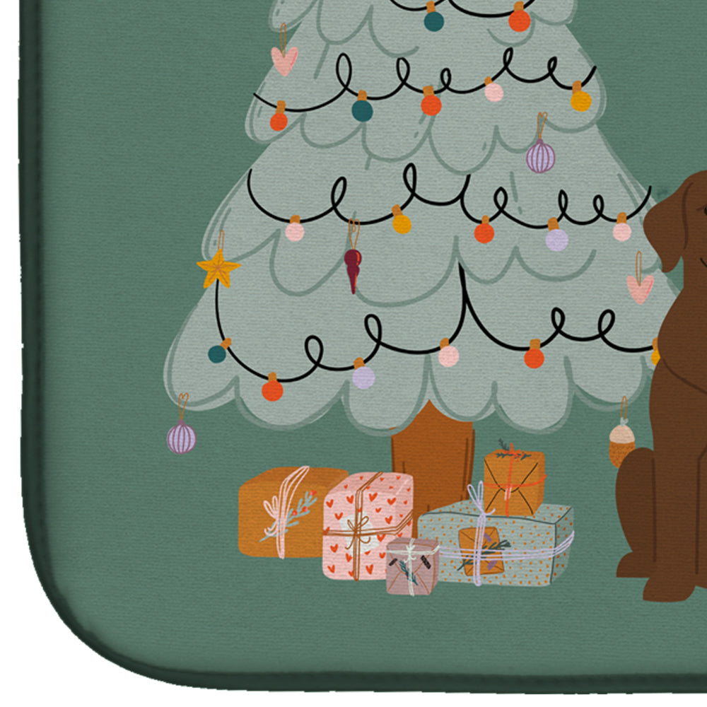 Chocolate Labrador Christmas Everyone Dish Drying Mat Absorbent Dish Drying Mat Pad for Kitchen Counter Dish Drainer Mat for Countertop, 14 x 21", Multicolor