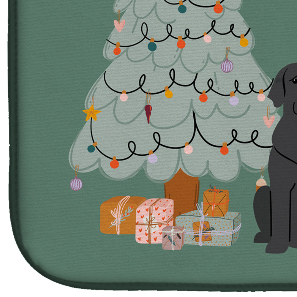 Black Labrador Christmas Everyone Dish Drying Mat Absorbent Dish Drying Mat Pad for Kitchen Counter Dish Drainer Mat for Countertop, 14 x 21", Multicolor