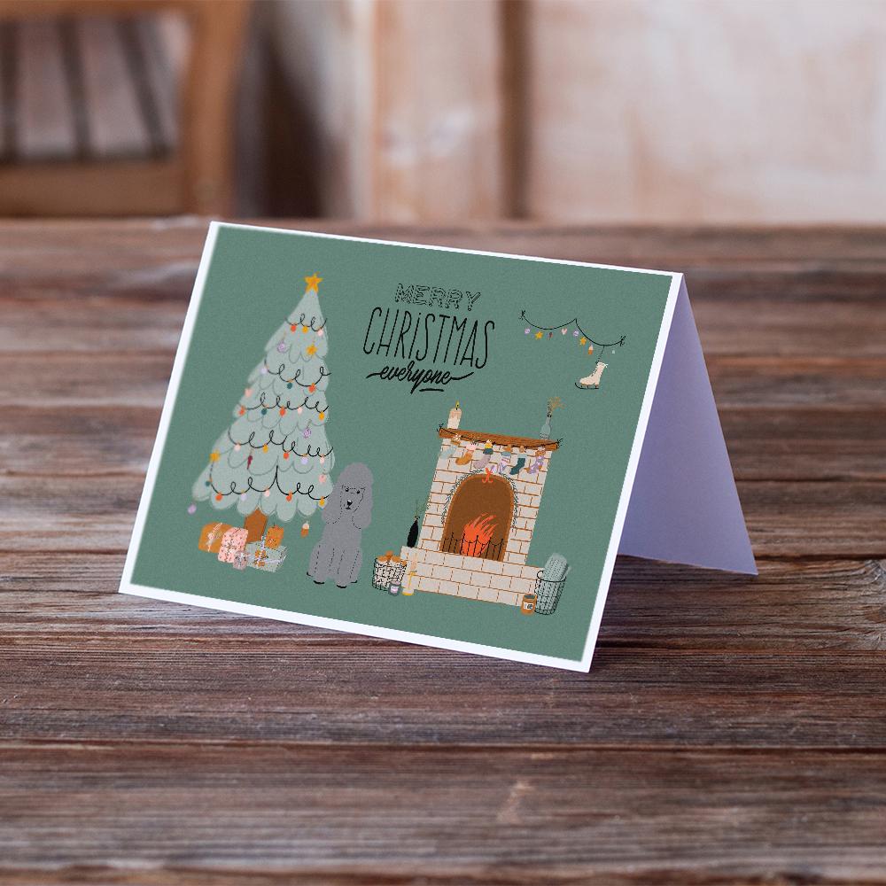 Silver Poodle Christmas Everyone Greeting Cards Pack of 8 Blank Cards with Envelopes Whimsical A7 Size 5x7