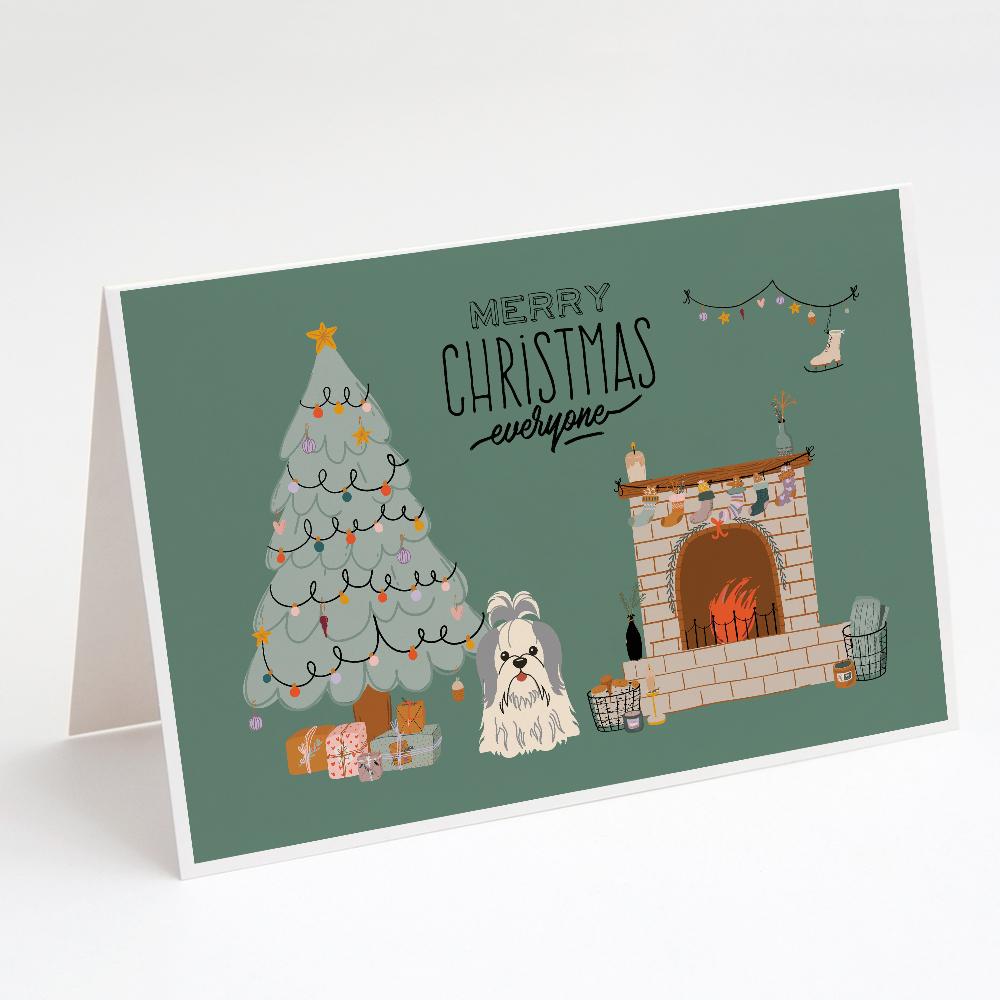 Silver White Shih Tzu Christmas Everyone Greeting Cards Pack of 8 Blank Cards with Envelopes Whimsical A7 Size 5x7