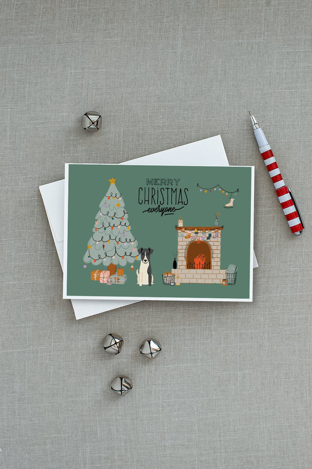 Smooth Fox Terrier Christmas Everyone Greeting Cards Pack of 8 Blank Cards with Envelopes Whimsical A7 Size 5x7