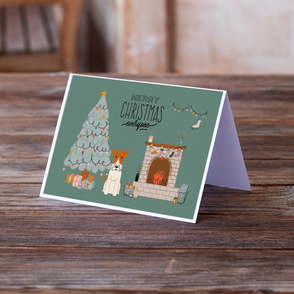 Wire Fox Terrier Christmas Everyone Greeting Cards Pack of 8 Blank Cards with Envelopes Whimsical A7 Size 5x7