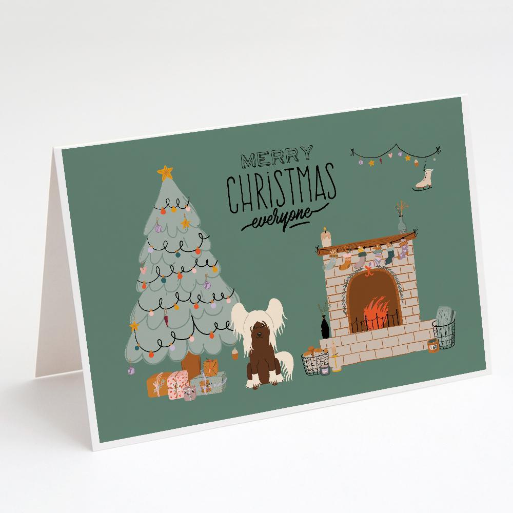Cream Chinese Crested Christmas Everyone Greeting Cards Pack of 8 Blank Cards with Envelopes Whimsical A7 Size 5x7