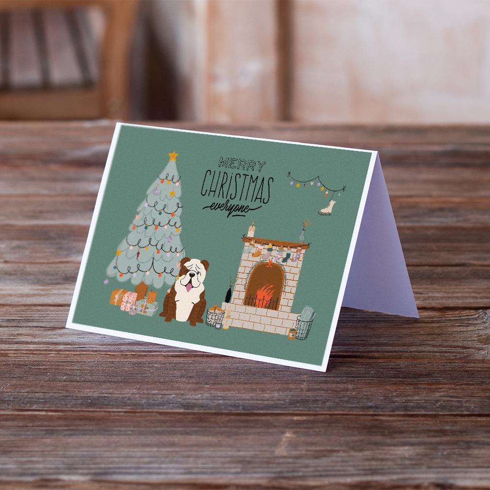 Brindle White English Bulldog Christmas Everyone Greeting Cards Pack of 8 Blank Cards with Envelopes Whimsical A7 Size 5x7