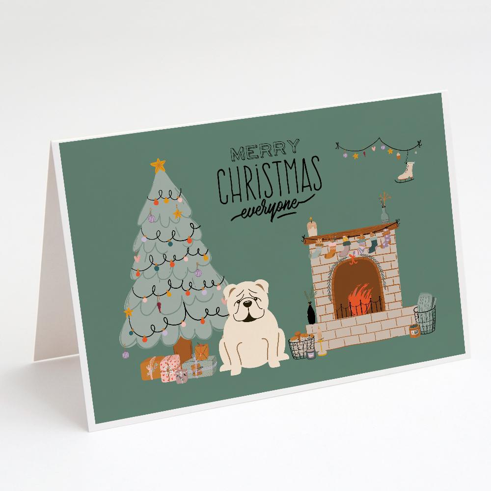 White English Bulldog Christmas Everyone Greeting Cards Pack of 8 Blank Cards with Envelopes Whimsical A7 Size 5x7