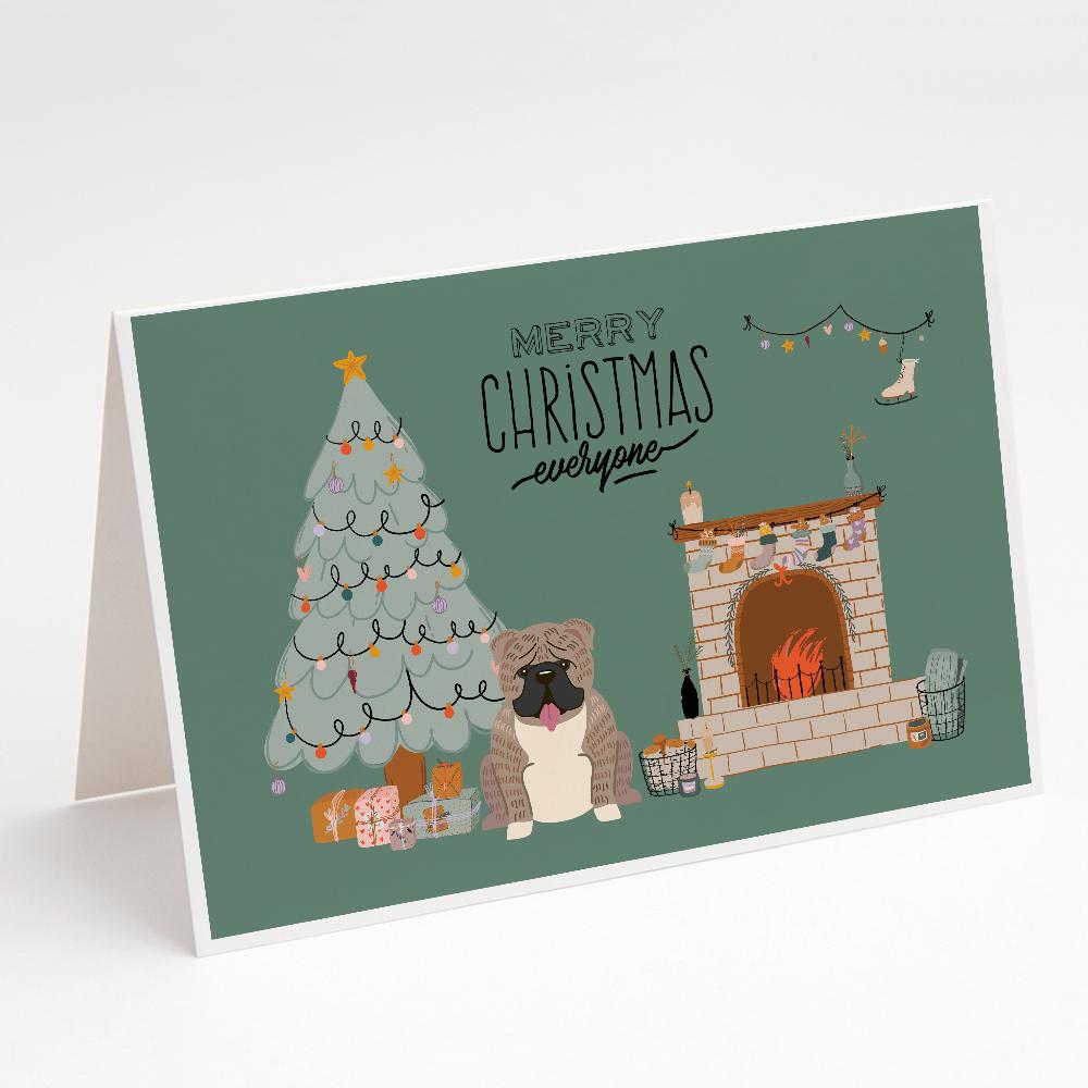 Grey Brindle English Bulldog Christmas Everyone Greeting Cards Pack of 8 Blank Cards with Envelopes Whimsical A7 Size 5x7