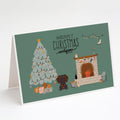 Chocolate Wire Haired Dachshund Christmas Everyone Greeting Cards Pack of 8 Blank Cards with Envelopes Whimsical A7 Size 5x7