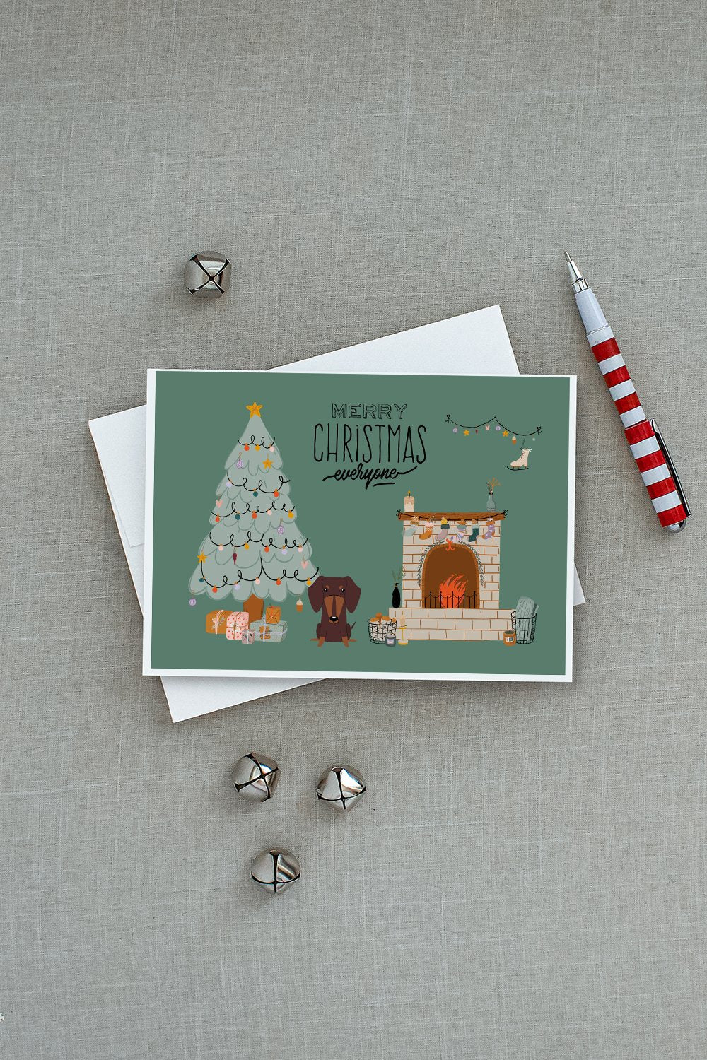 Chocolate Dachshund Christmas Everyone Greeting Cards Pack of 8 Blank Cards with Envelopes Whimsical A7 Size 5x7