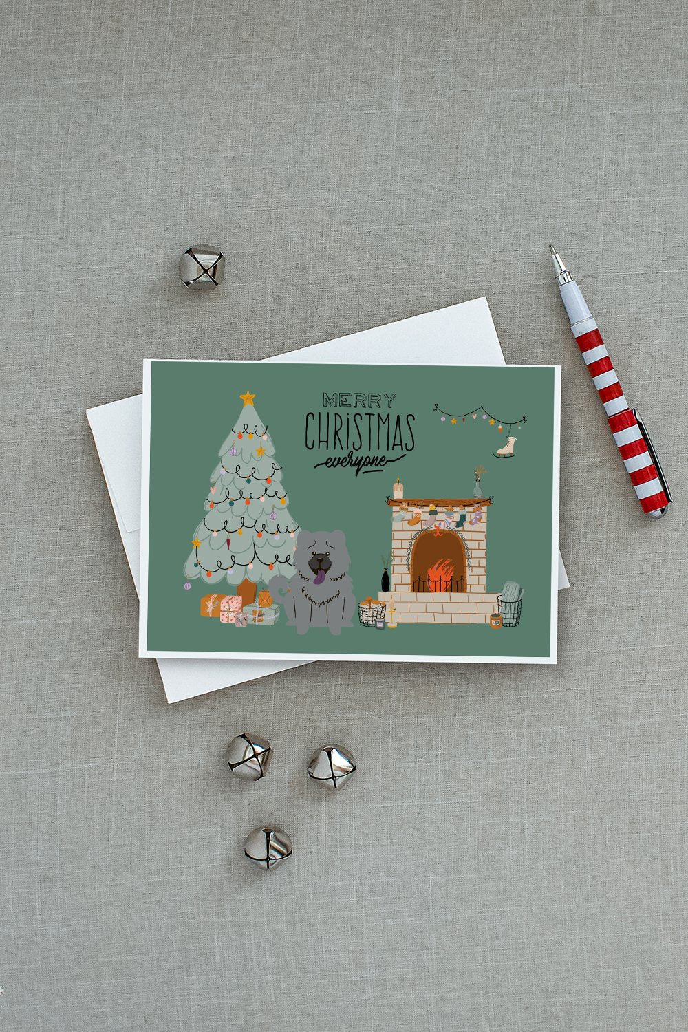 Blue Chow Chow Christmas Everyone Greeting Cards Pack of 8 Blank Cards with Envelopes Whimsical A7 Size 5x7