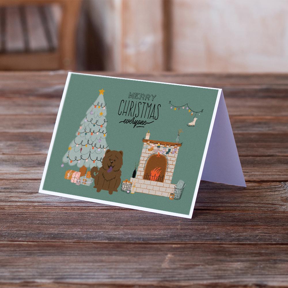 Chocolate Chow Chow Christmas Everyone Greeting Cards Pack of 8 Blank Cards with Envelopes Whimsical A7 Size 5x7