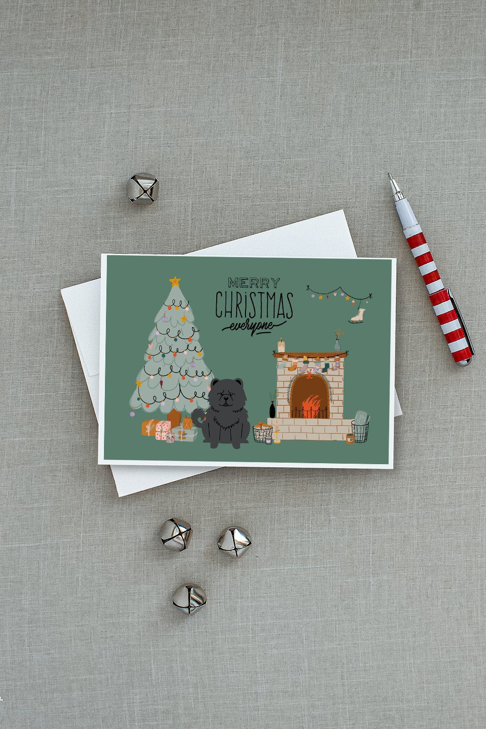 Black Chow Chow Christmas Everyone Greeting Cards Pack of 8 Blank Cards with Envelopes Whimsical A7 Size 5x7
