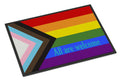 Gay Progress Pride All are Welcome Doormat Indoor Outdoor 24H X 36W Front Door Mat Rugs for Entryway, Non Slip Washable Low Pile,
