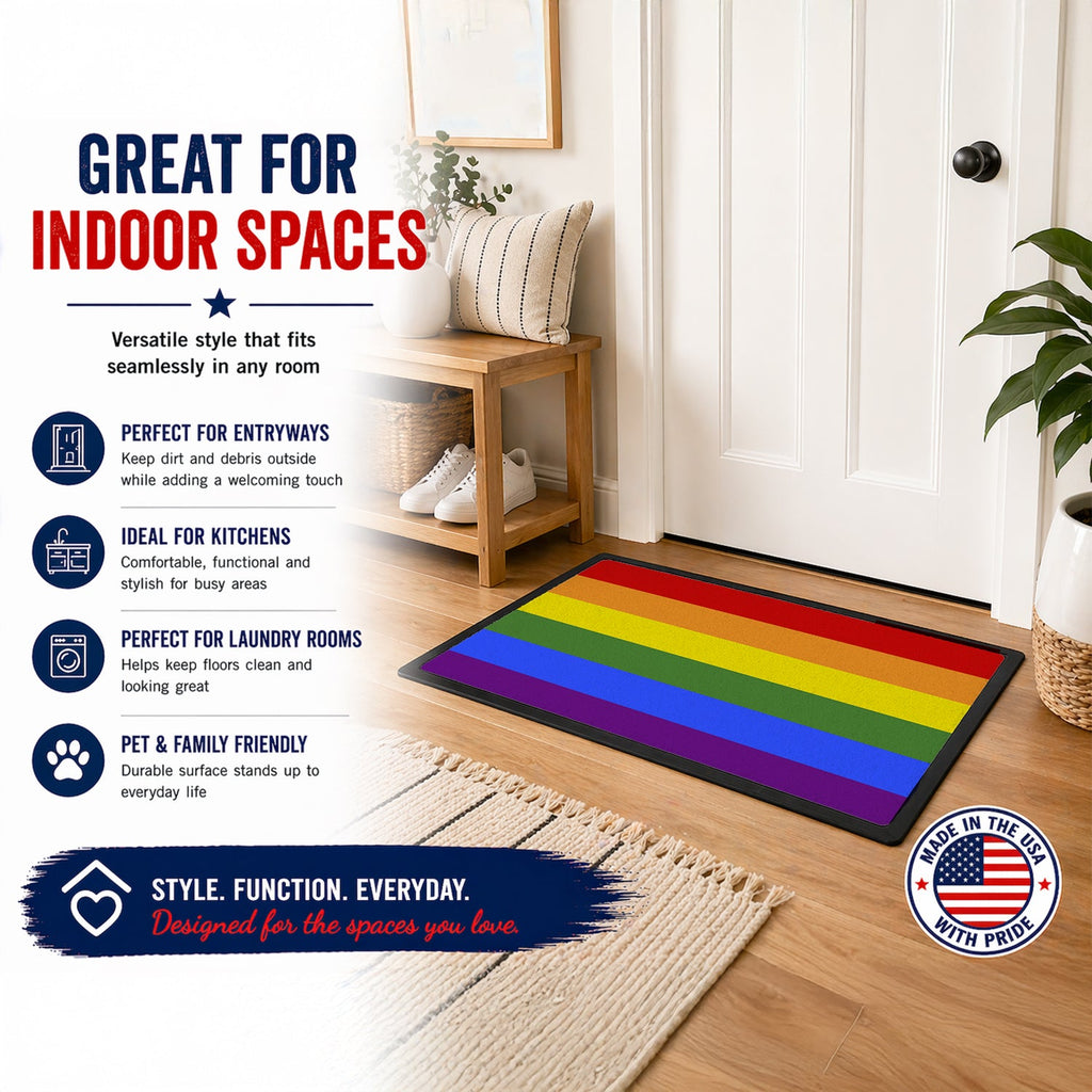 Gay Pride Doormat Indoor Outdoor 24H X 36W Front Door Mat Rugs for Entryway, Non Slip Washable Low Pile,