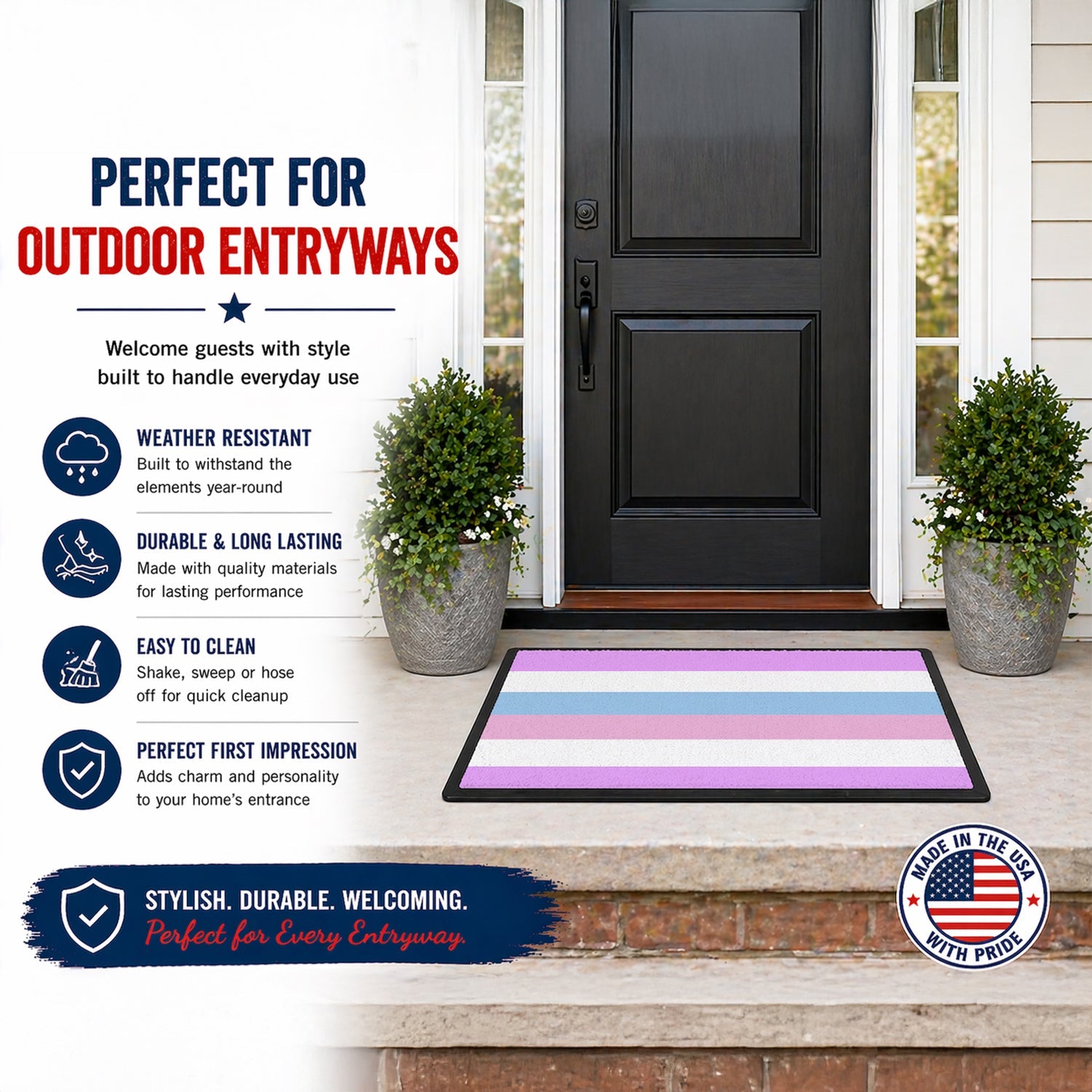Bigender Pride Doormat Indoor Outdoor 24H X 36W Front Door Mat Rugs for Entryway, Non Slip Washable Low Pile,