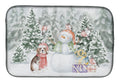 Beagle Tricolor Christmas Dish Drying Mat Absorbent Dish Drying Mat Pad for Kitchen Counter Dish Drainer Mat for Countertop, 14 x 21", Multicolor