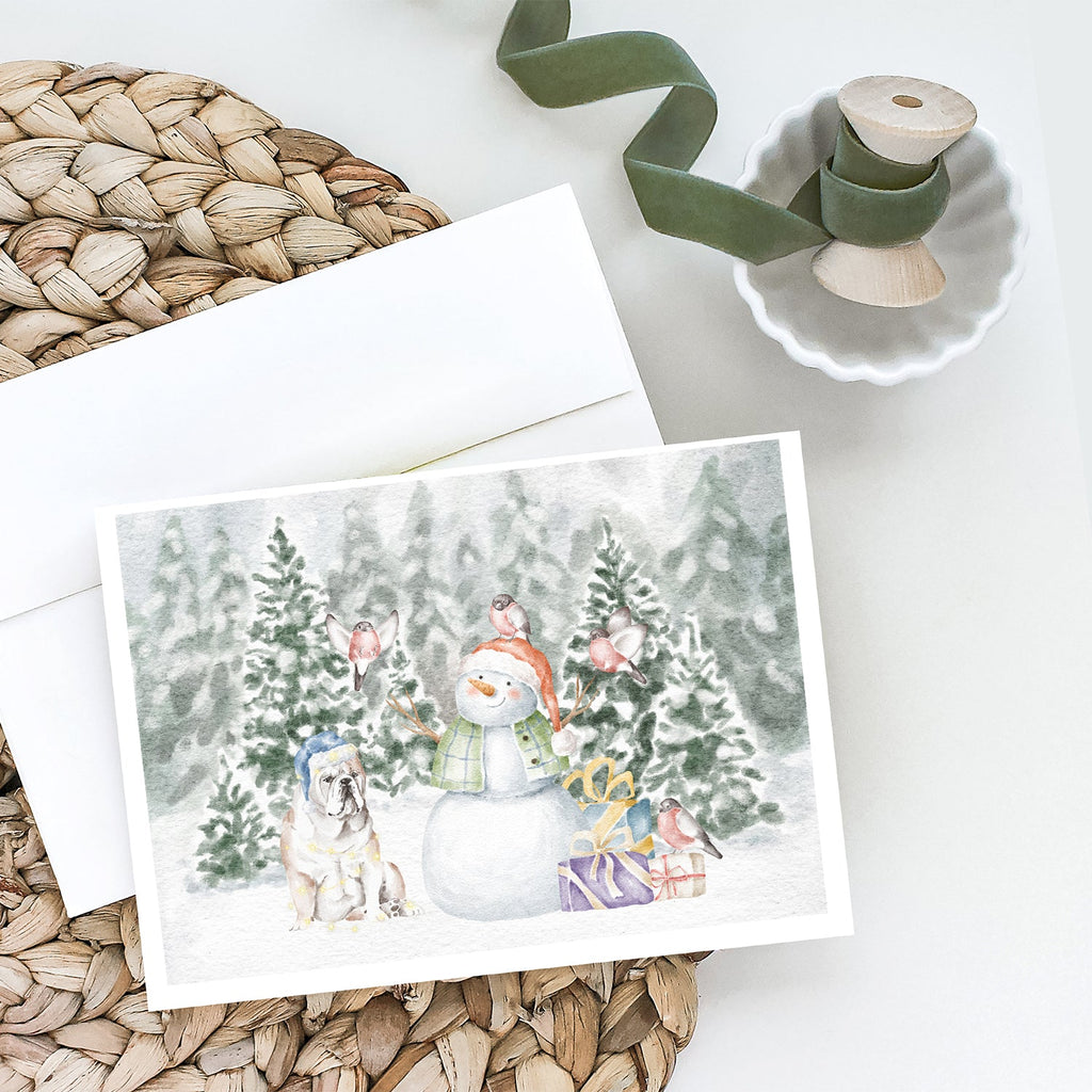 Bulldog Fawn Christmas Greeting Cards Pack of 8 Blank Cards with Envelopes Whimsical A7 Size 5x7